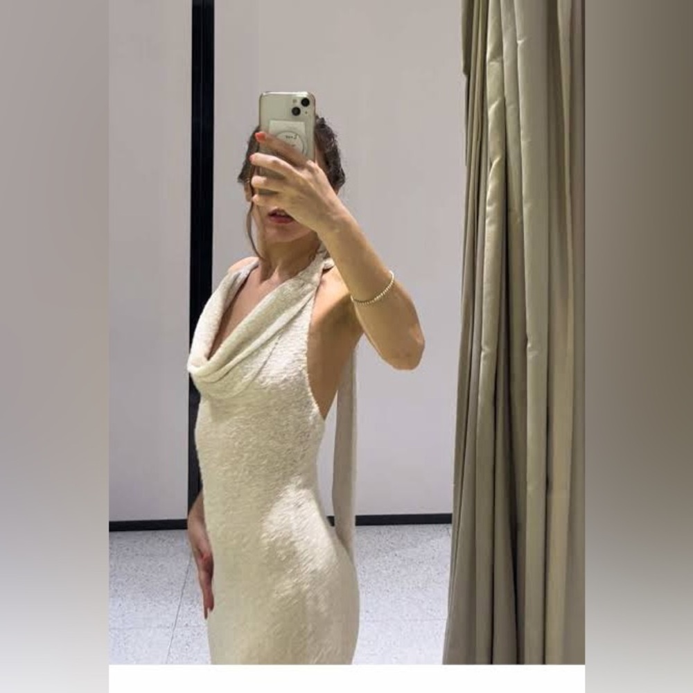 Zara White Cowl Neck Halter Maxi Dress - Picture 7 of 7
